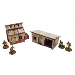 Pre-painted WW2 Normandy Small Sheds with Dovecote.