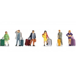 Viaggiatori con valigie.