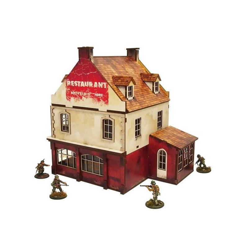 Restaurante Normandía de la Segunda Guerra Mundial pre-pintado.