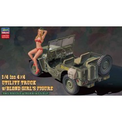 1/4 tonelada caminhão utilitário 4x4 com figura de mulher loira.