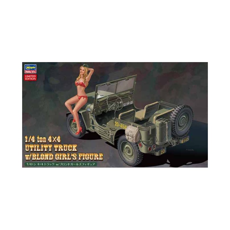 Camión utilitario 4x4 de 1/4 de tonelada con figura de mujer rubia.
