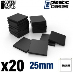 Black plastic bases - square, 25 mm (x20).
