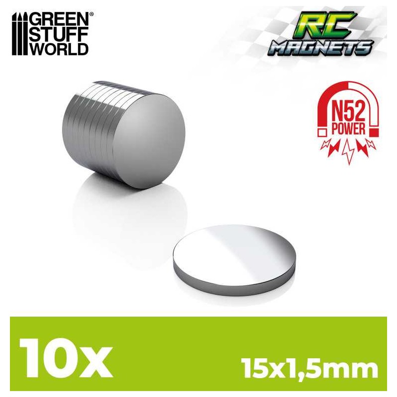 Imanes Neodimio 15x1,5mm 10unidades (N52).