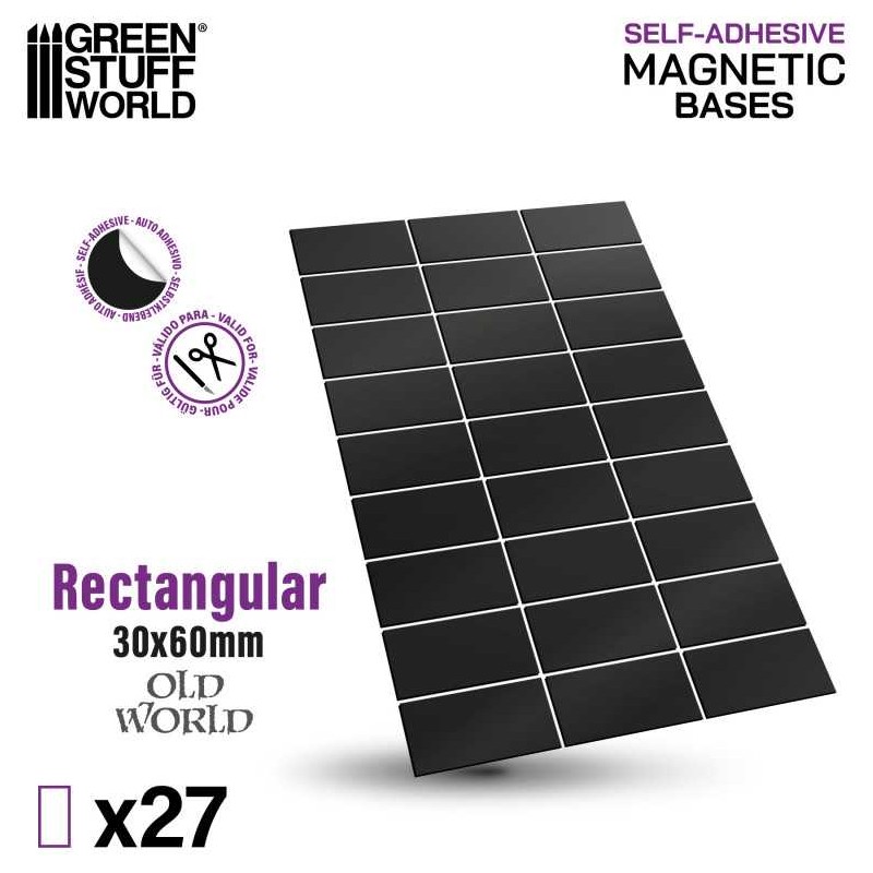 Rectangular magnetic sheet self-adhesive 30x60mm.