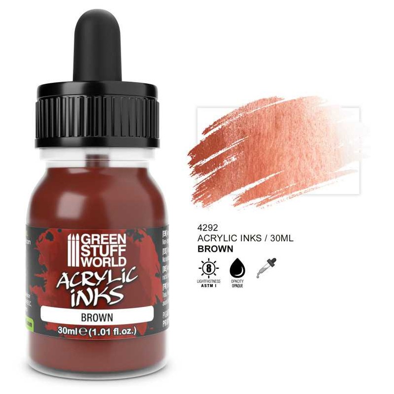 Tinta acrílica opaca marrón, 30 ml.