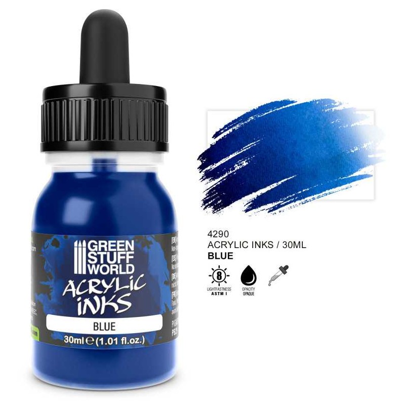 Tinta acrílica opaca azul, 30 ml.