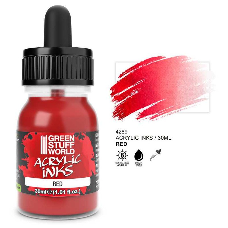 Acrylic ink opaque red, 30 ml. Acrylic ink opaque red, 30 ml.