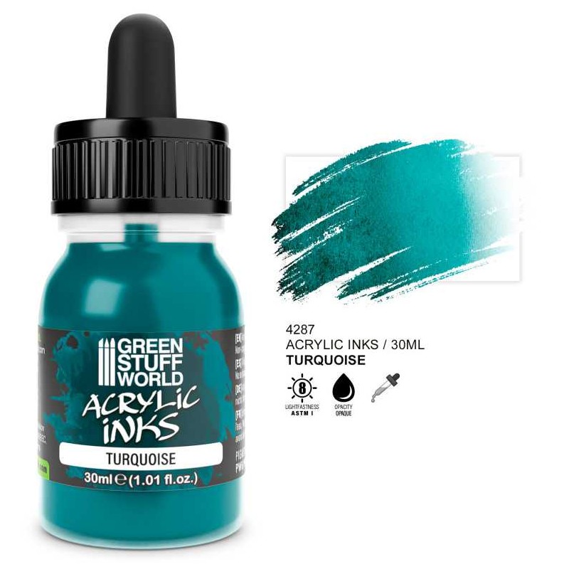 Acrylic ink opaque turquoise, 30 ml. Acrylic ink opaque turquoise, 30 ml.