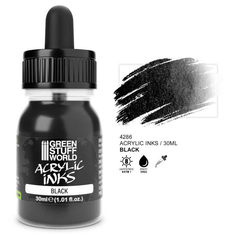 Tinta acrílica opaca negro, 30 ml.