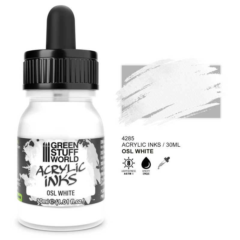 Tinta acrílica opaca blanco OSL, 30 ml.