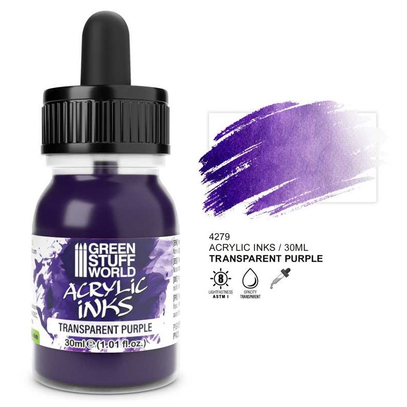 Tinta acrílica transparente violeta, 30 ml.