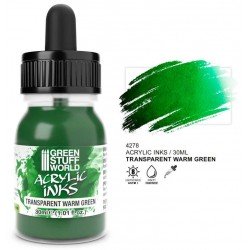 Tinta acrílica transparente verde cálido, 30 ml.