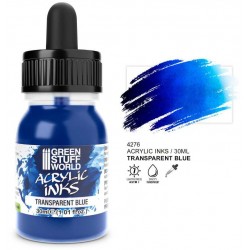 Acrylic ink transparent blue, 30 ml.