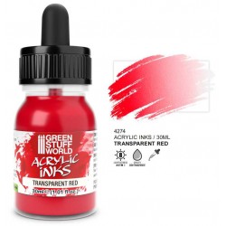 Rote transparente Acryltinte, 30 ml.