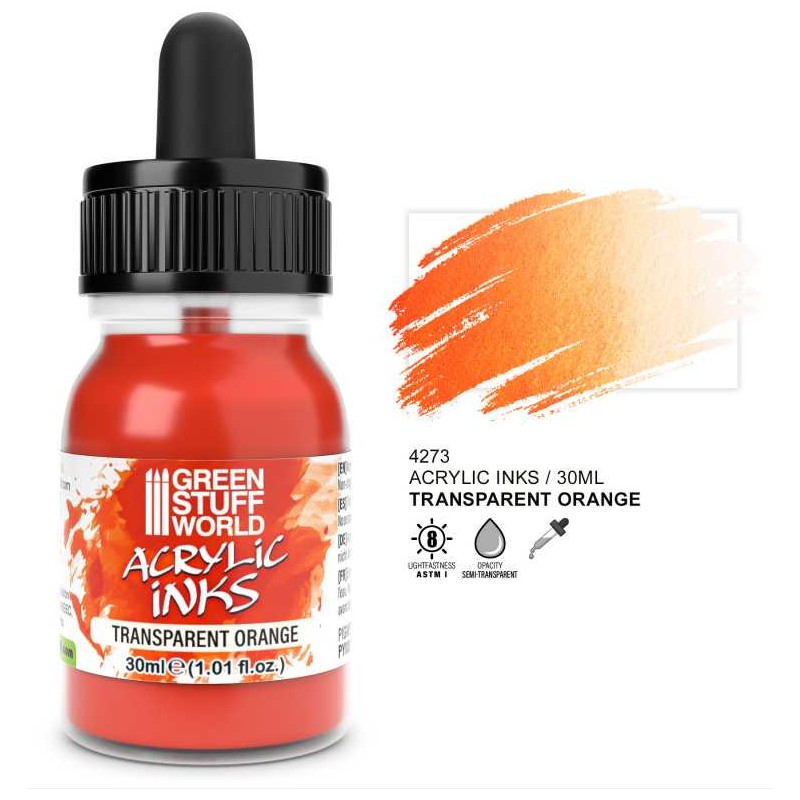 Tinta acrílica transparente naranja, 30 ml. Tinta acrílica transparente naranja, 30 ml.