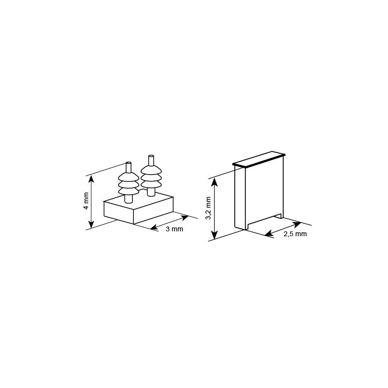 Placa con aislantes y transformador.