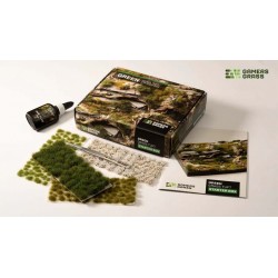 Scatola di avviamento. Ciuffi di erba verde.