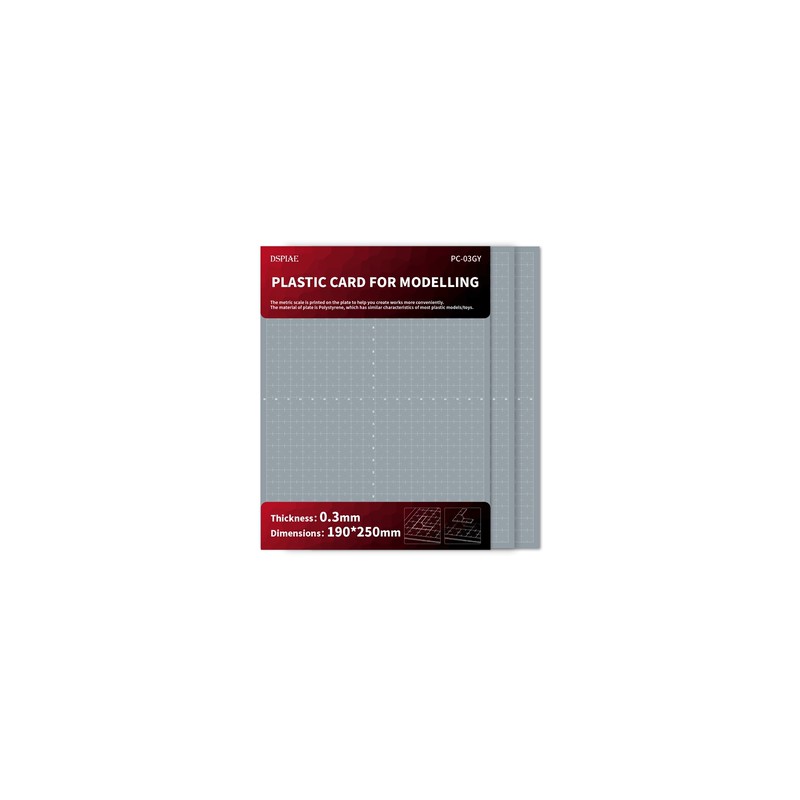 Hojas de plástico para modelar. 0.3mm (3 hojas).