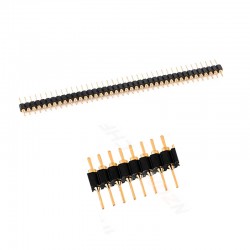 Tira con 40 conectores de pins rectos de 2,54 mm. Macho.