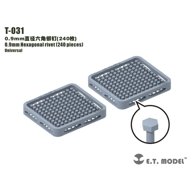 Remache hexagonal de 0,9 mm (240 piezas).