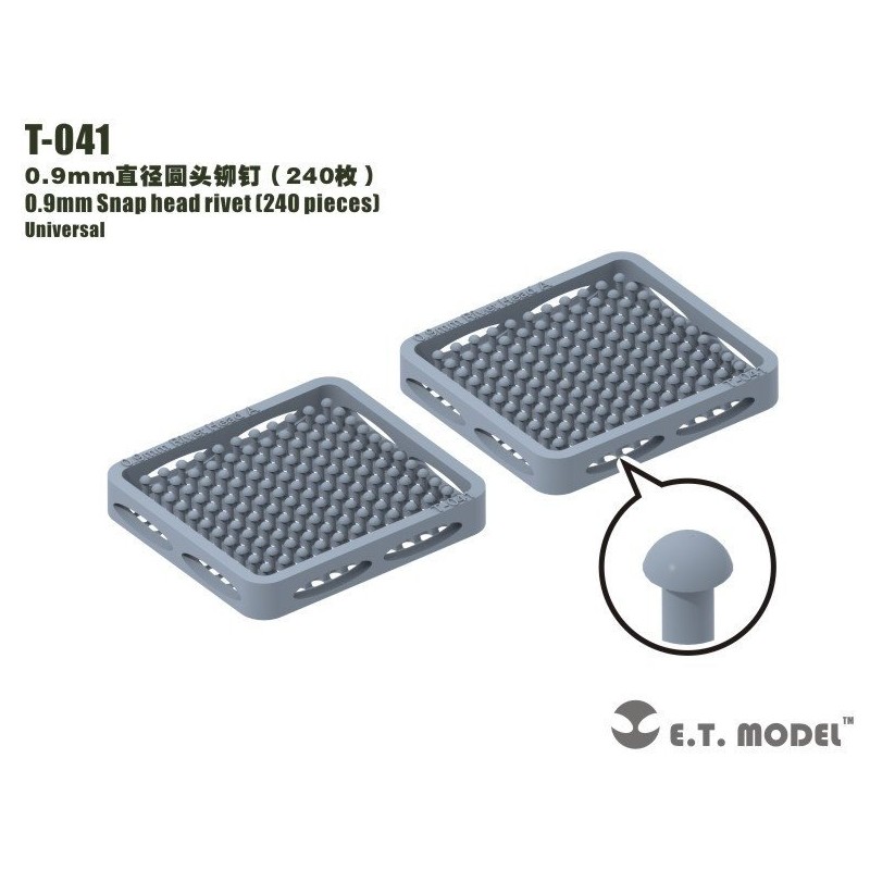 Remache de cabeza a presión de 0,9 mm (240 piezas).