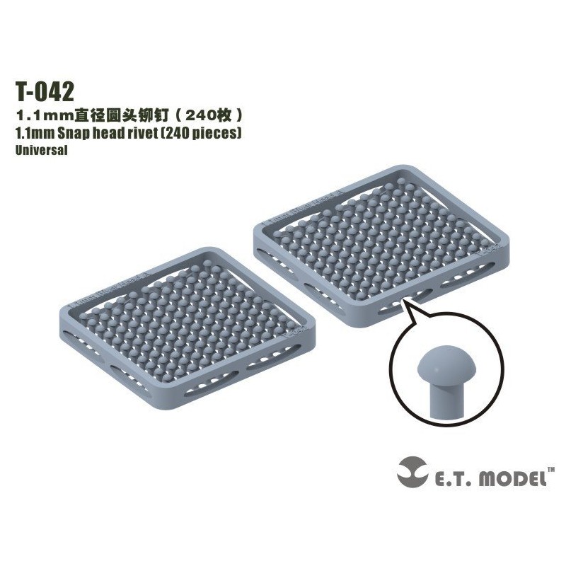 1.1 mm Snap head rivet (240 pieces).