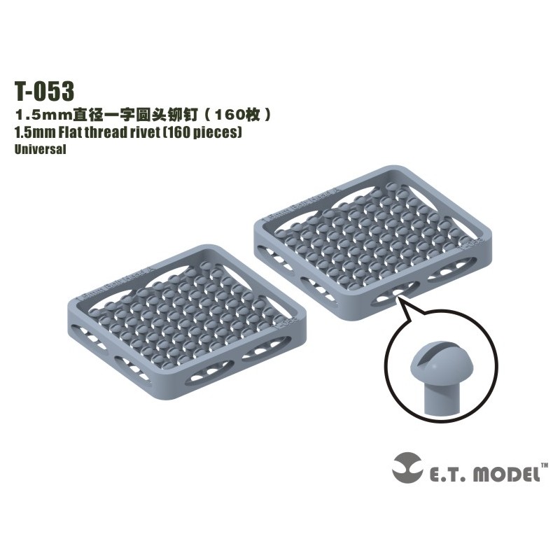 1.5 mm Flat thread rivet (160 pieces).