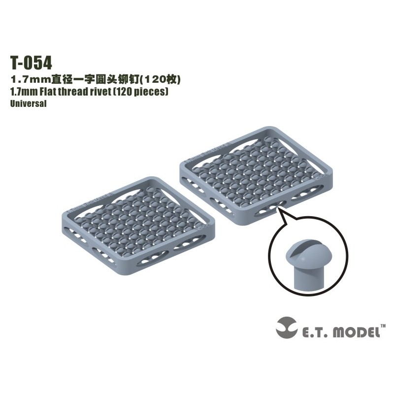 1.7 mm Flat thread rivet (120 pieces).