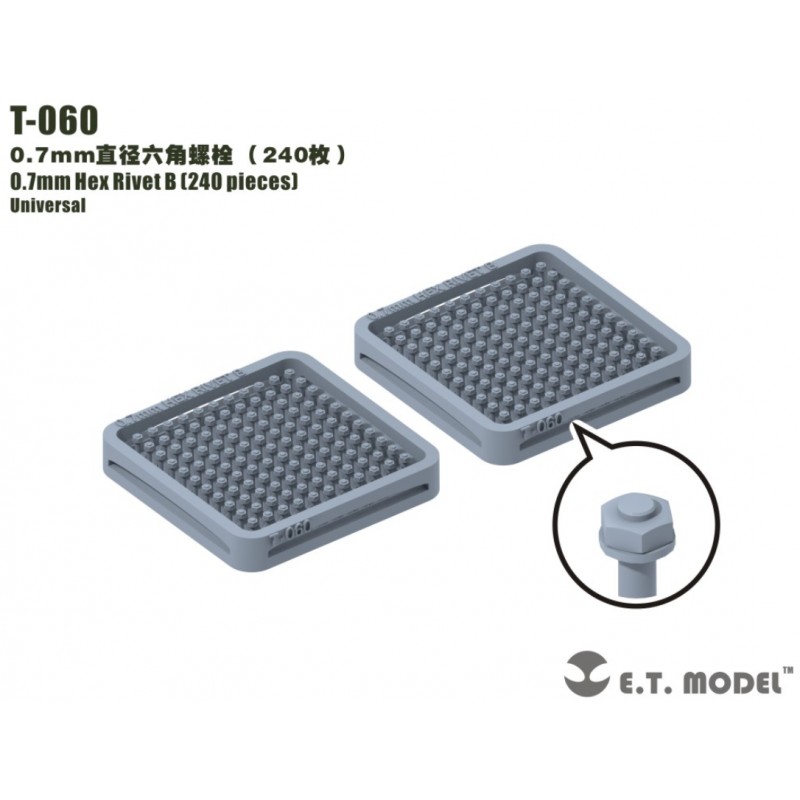 Remache hexagonal de 0,7 mm (240 piezas). Remache hexagonal de 0,7 mm (240 piezas).