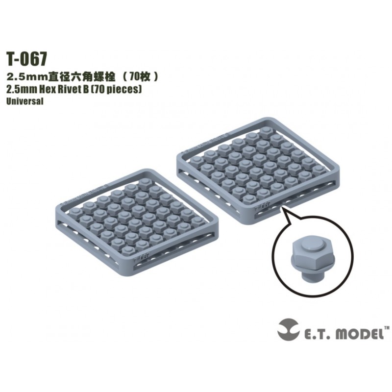 Remache hexagonal de 2.5 mm (70 piezas). Remache hexagonal de 2.5 mm (70 piezas).