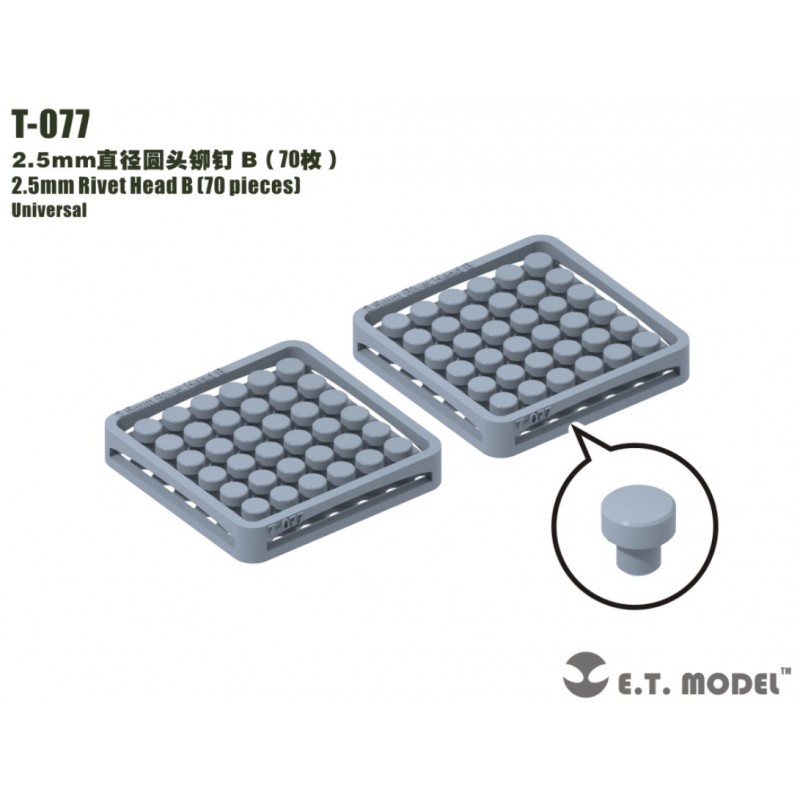 Cabezal de remache B de 2.5 mm (70 piezas). Cabezal de remache B de 2.5 mm (70 piezas).