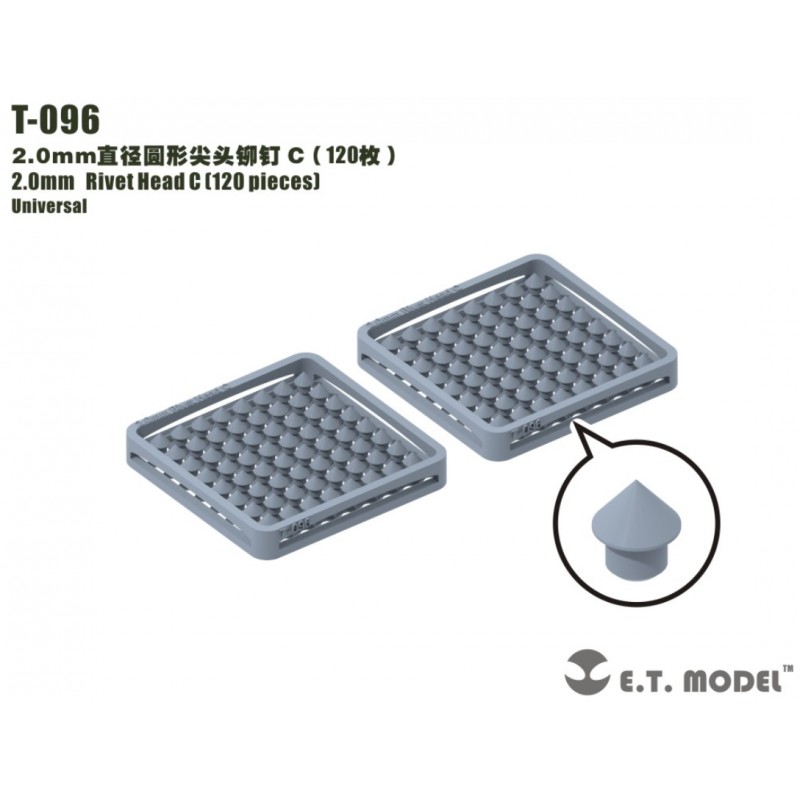 Cabezal de Remache C de 2.0 mm (120 piezas). Cabezal de Remache C de 2.0 mm (120 piezas).
