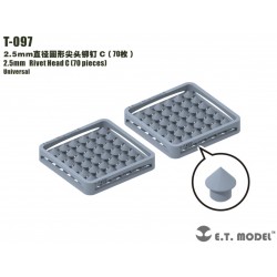 Tête de rivet C de 2,5 mm (70 pièces).