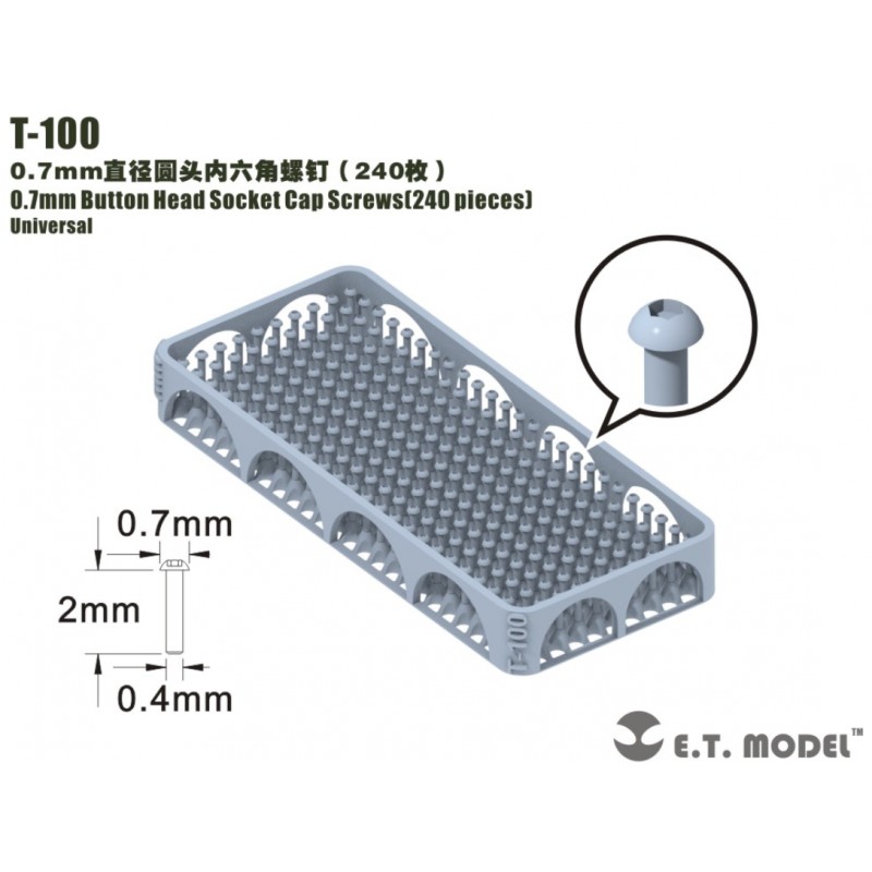 Tornillos de cabeza hueca de botón de 0,7 mm (240 piezas).