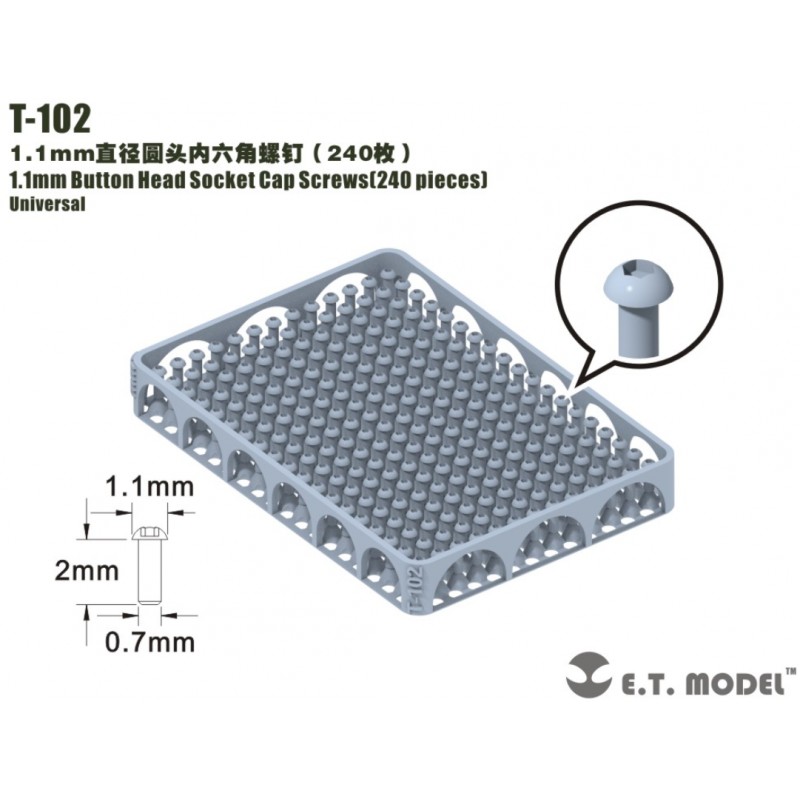1.1 mm Button Head Socket Cap Screws (240 pieces). 1.1 mm Button Head Socket Cap Screws (240 pieces).