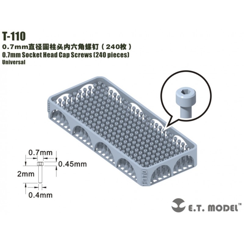 0.7 mm Socket Head Cap Screws (240 pieces). 0.7 mm Socket Head Cap Screws (240 pieces).