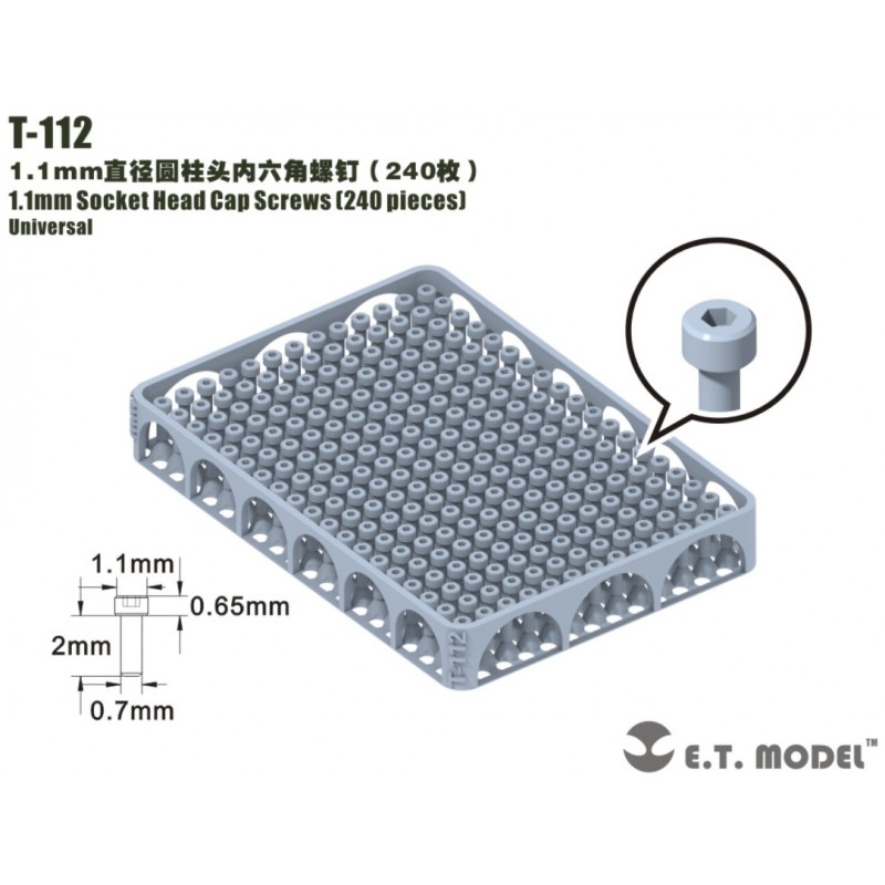 1.1 mm Socket Head Cap Screws (240 pieces). 1.1 mm Socket Head Cap Screws (240 pieces).