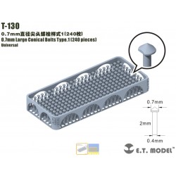 Pernos cónicos grandes de 0,7 mm Tipo 1.