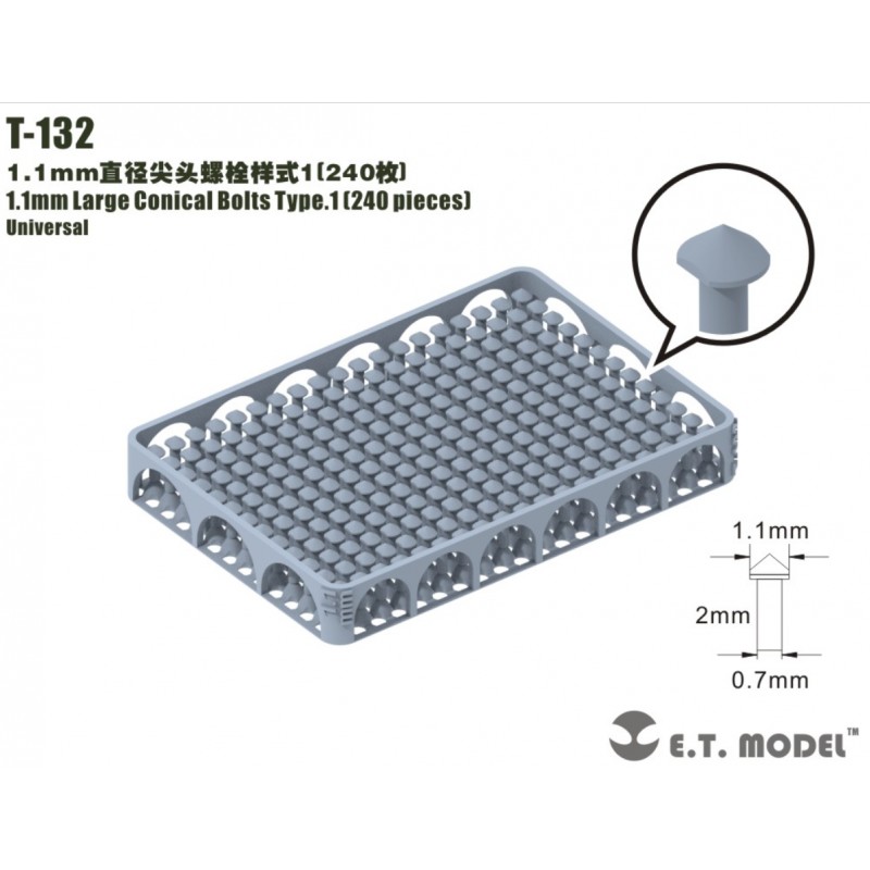 Pernos cónicos grandes de 1.1 mm tipo 1 (240 piezas). Pernos cónicos grandes de 1.1 mm tipo 1 (240 piezas).