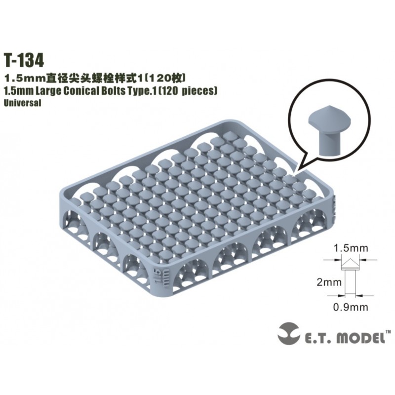 Pernos cónicos grandes de 1.5 mm tipo 1 (120 piezas). Pernos cónicos grandes de 1.5 mm tipo 1 (120 piezas).