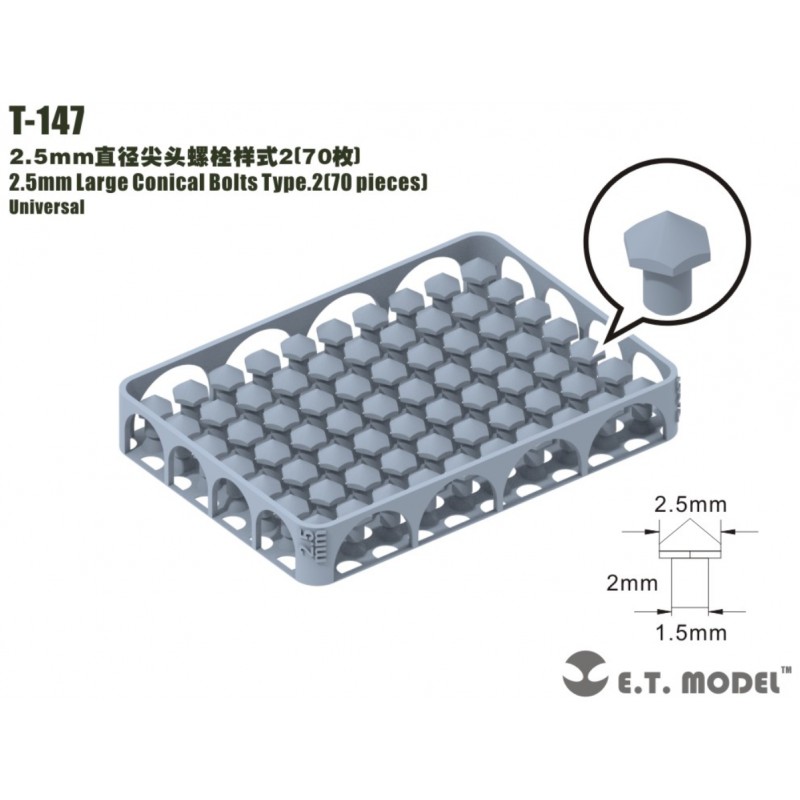 Pernos Cónicos Grandes de 2.5 mm Tipo 2 (70 piezas). Pernos Cónicos Grandes de 2.5 mm Tipo 2 (70 piezas).
