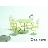 Fotograbado: Mesa y sillas de comedor Tipo 1.