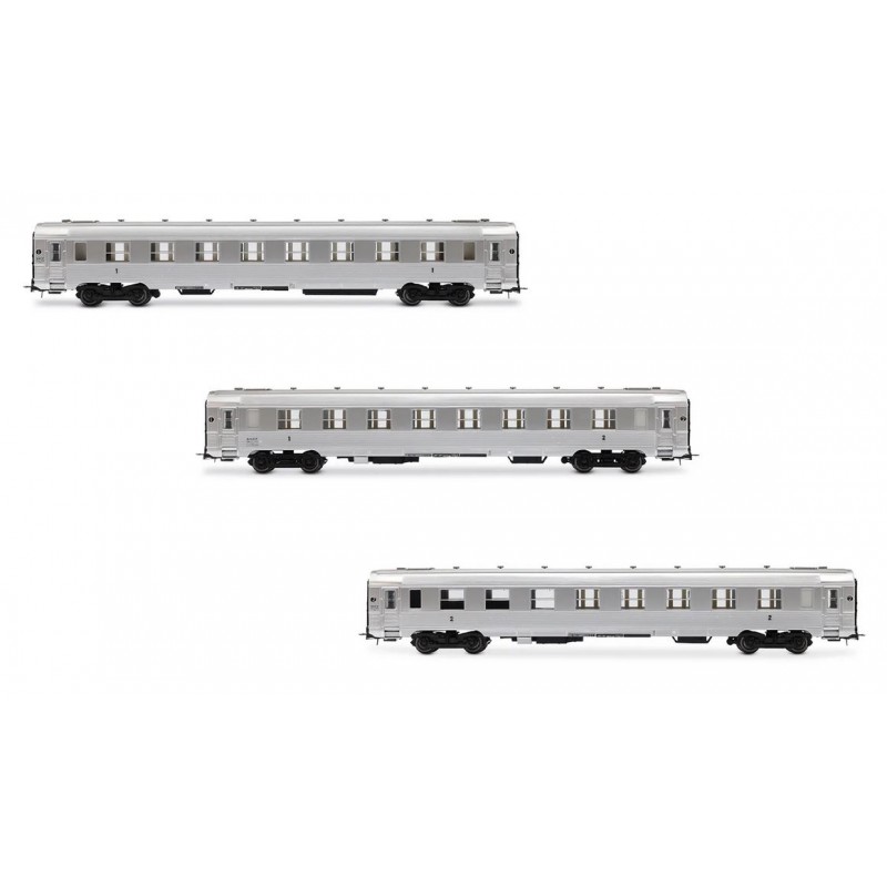 Set de 3 coches de viajeros DEV Inox (cortos), SNCF.