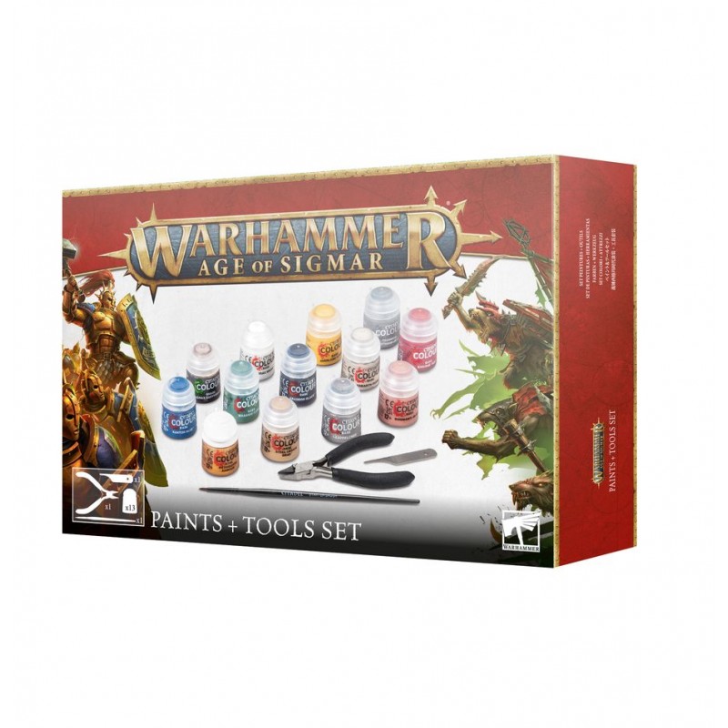 Juego de pinturas y herramientas Warhammer Ages of Sigmar. Juego de pinturas y herramientas Warhammer Ages of Sigmar.