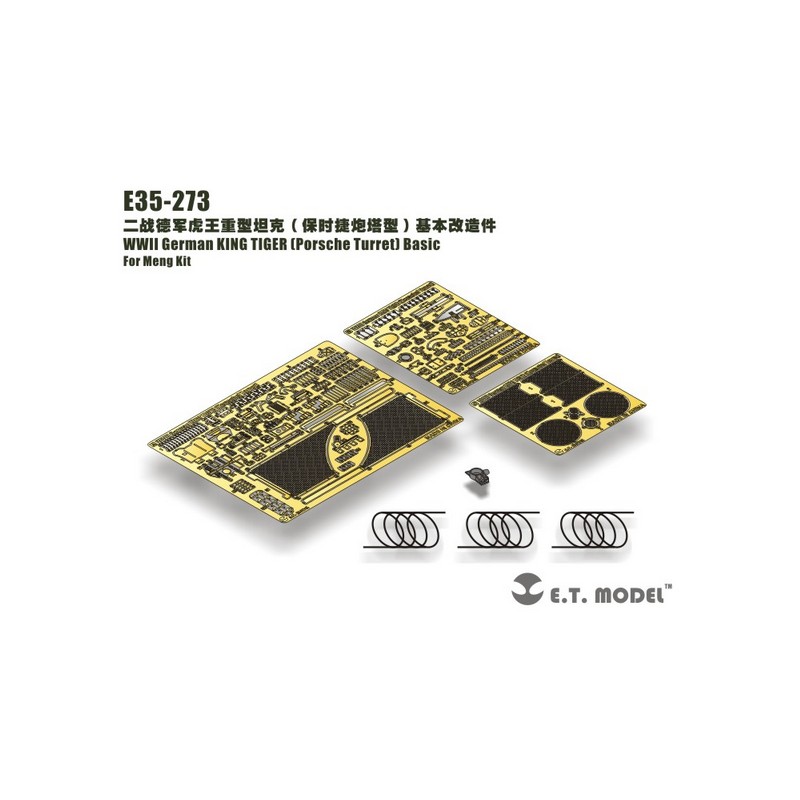 Fotograbado: Torreta alemana de tanques pesados ​​King Tiger Porsche - Conjunto básico.