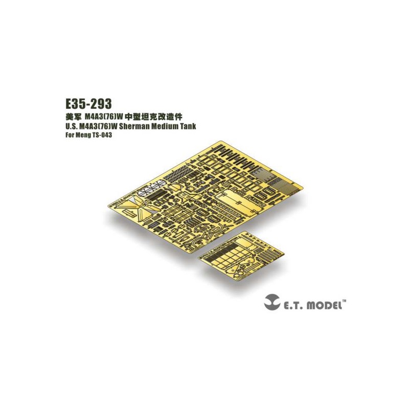 Fotograbado: Tanque medio estadounidense M4A3 (76)W Sherman de la WWII.