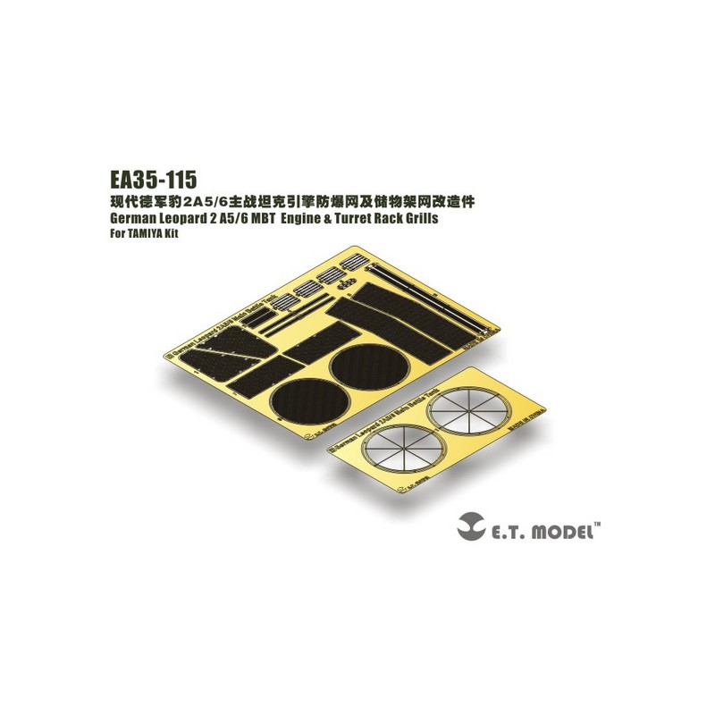 Fotograbado: MBT Leopard 2 A5 / A6 alemán - Parrillas para motor y torreta.