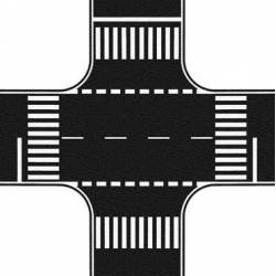 Crossing asphalt.