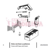 Crane with base and levers for dresina KLV.