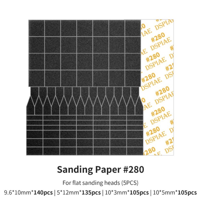 Sanding paper, 280g. Sanding paper, 280g.